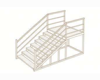 Изображение для товара Лестница металлическая с перилами (9 ступеней, перфорированный лист, без площадки)