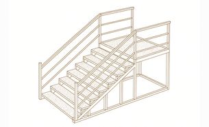 Изображение для товара Лестница металлическая (11 ступеней, просечно-вытяжной лист, с площадкой)